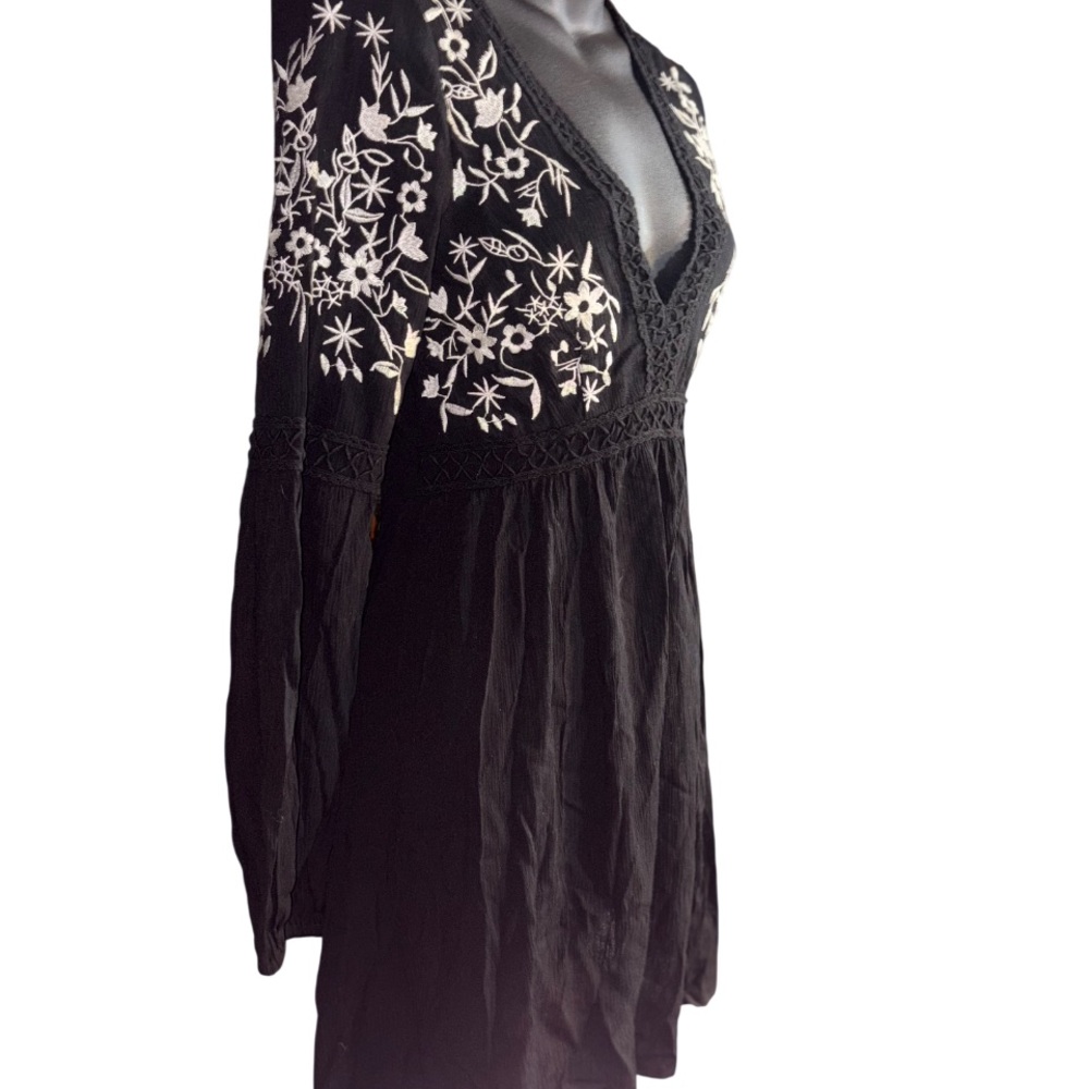 Blue Rain mini-length "peasant" or "shift" style dress deep V-neckline XXS - Picture 3 of 7